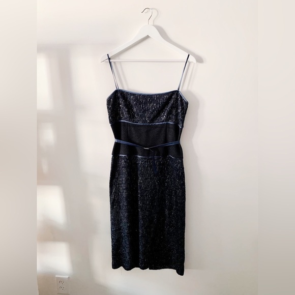 St John Midi Silk & Knit Dress w/ Belt Size 8 - Picture 1 of 8